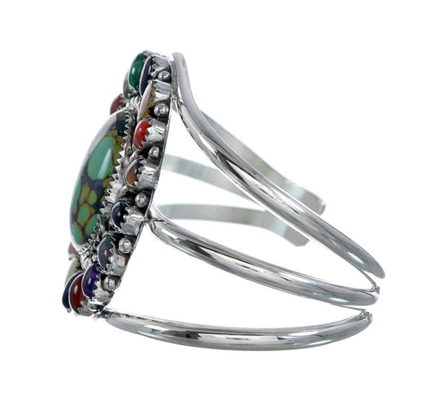 Navajo Native American Sterling Silver Turquoise Treasure Cuff Bracelet NX11782